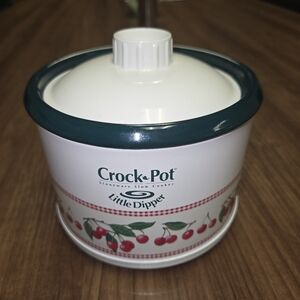 Rival Crock Pot Stoneware Mini Slow Cooker Little Dipper #32041 White / Cherries